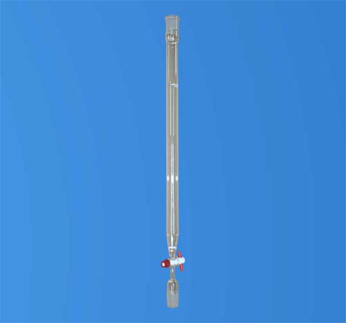 Chromatography Column With Sintered Disc, Stopcock (Glass/PTFE/Screw-Type PTFE Needle Valve Stopcock), Socket and Cone