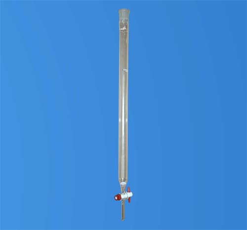 Chromatography Column With Sintered Disc, Stopcock (Glass/PTFE/Screw-Type PTFE Needle Valve Stopcock) and Socket