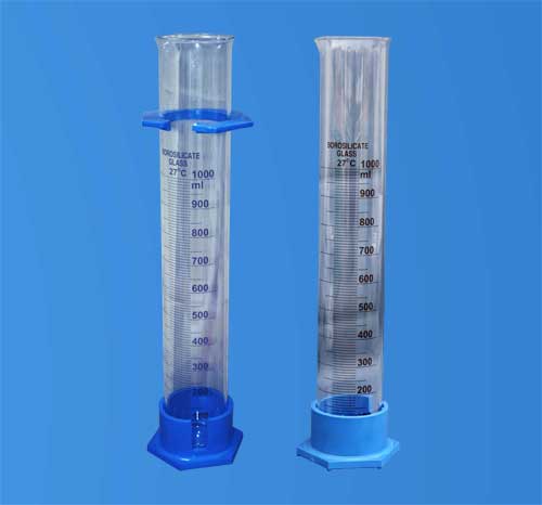 Measuring Cylinder With Plastic Protection Collar & Detachable Plastic Hexagonal Base