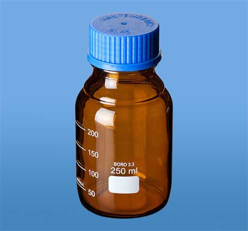 Reagent Bottles, Narrow mouth Amber Colored, Borosilicate Glass Autoclavable Screw Cap