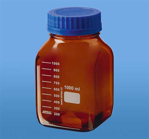 Reagent Bottles, Wide mouth Amber Colored, Borosilicate Glass Autoclavable Screw Cap
