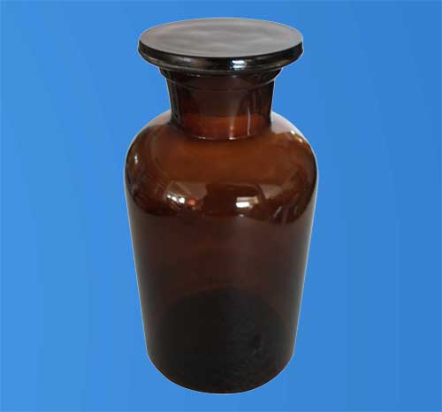 Reagent Bottles, Wide mouth Amber Colored, Borosilicate With Glass Stopper