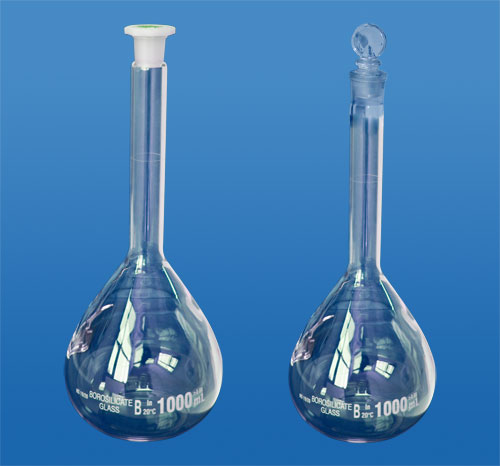 Volumetric Flask, (Clear Glass) PP Stopper& Glass Stopper